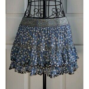 Justice Girls 10 Floral Sequin Skirt Skort Attatched Shorts Birthday Party Tween